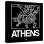 Black Map of Athens-NaxArt-Stretched Canvas