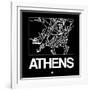 Black Map of Athens-NaxArt-Framed Art Print