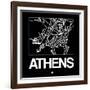 Black Map of Athens-NaxArt-Framed Art Print