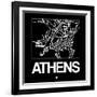 Black Map of Athens-NaxArt-Framed Art Print