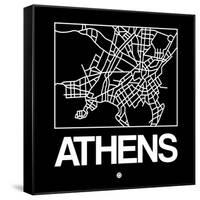Black Map of Athens-NaxArt-Framed Stretched Canvas