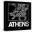 Black Map of Athens-NaxArt-Stretched Canvas