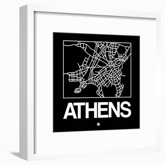 Black Map of Athens-NaxArt-Framed Art Print