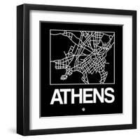 Black Map of Athens-NaxArt-Framed Art Print