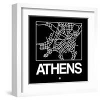 Black Map of Athens-NaxArt-Framed Art Print