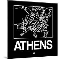 Black Map of Athens-NaxArt-Mounted Art Print