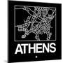 Black Map of Athens-NaxArt-Mounted Art Print