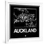 Black Map of Auckland-NaxArt-Framed Art Print