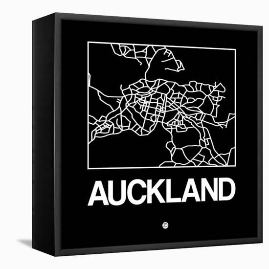 Black Map of Auckland-NaxArt-Framed Stretched Canvas