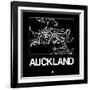 Black Map of Auckland-NaxArt-Framed Art Print