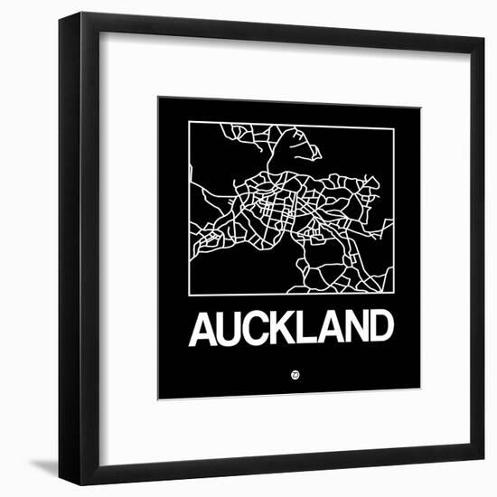 Black Map of Auckland-NaxArt-Framed Art Print