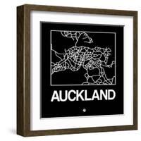 Black Map of Auckland-NaxArt-Framed Art Print