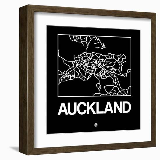 Black Map of Auckland-NaxArt-Framed Art Print