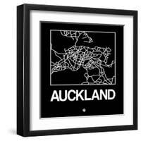 Black Map of Auckland-NaxArt-Framed Art Print