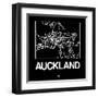 Black Map of Auckland-NaxArt-Framed Art Print