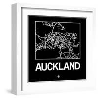 Black Map of Auckland-NaxArt-Framed Art Print