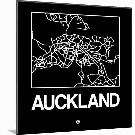 Black Map of Auckland-NaxArt-Mounted Art Print