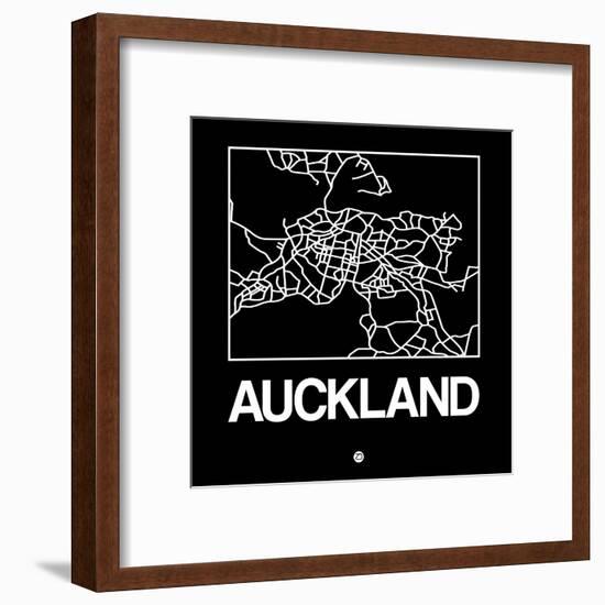 Black Map of Auckland-NaxArt-Framed Art Print