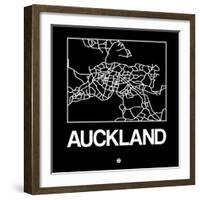 Black Map of Auckland-NaxArt-Framed Art Print