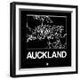 Black Map of Auckland-NaxArt-Framed Art Print