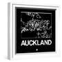 Black Map of Auckland-NaxArt-Framed Art Print