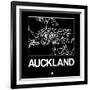 Black Map of Auckland-NaxArt-Framed Premium Giclee Print