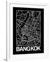 Black Map of Bangkok-NaxArt-Framed Art Print