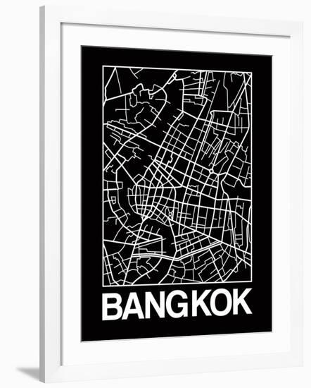 Black Map of Bangkok-NaxArt-Framed Art Print