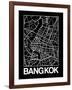 Black Map of Bangkok-NaxArt-Framed Art Print