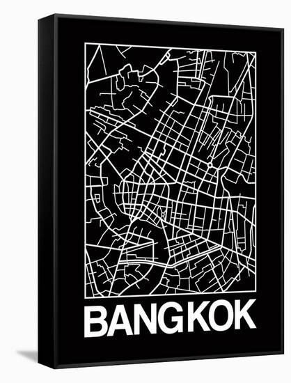 Black Map of Bangkok-NaxArt-Framed Stretched Canvas