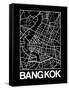 Black Map of Bangkok-NaxArt-Framed Stretched Canvas