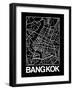 Black Map of Bangkok-NaxArt-Framed Art Print