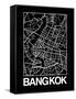 Black Map of Bangkok-NaxArt-Framed Stretched Canvas