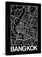Black Map of Bangkok-NaxArt-Stretched Canvas