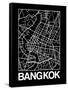 Black Map of Bangkok-NaxArt-Framed Stretched Canvas