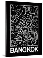 Black Map of Bangkok-NaxArt-Stretched Canvas