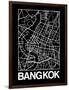 Black Map of Bangkok-NaxArt-Framed Art Print