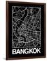 Black Map of Bangkok-NaxArt-Framed Art Print