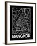 Black Map of Bangkok-NaxArt-Framed Art Print