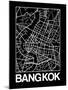 Black Map of Bangkok-NaxArt-Mounted Art Print