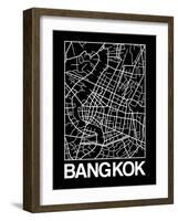 Black Map of Bangkok-NaxArt-Framed Art Print