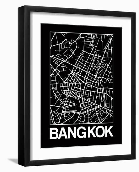 Black Map of Bangkok-NaxArt-Framed Art Print