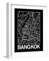 Black Map of Bangkok-NaxArt-Framed Art Print