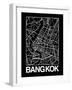 Black Map of Bangkok-NaxArt-Framed Art Print