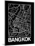 Black Map of Bangkok-NaxArt-Mounted Art Print