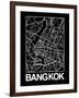 Black Map of Bangkok-NaxArt-Framed Art Print