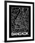 Black Map of Bangkok-NaxArt-Framed Art Print