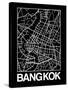 Black Map of Bangkok-NaxArt-Stretched Canvas