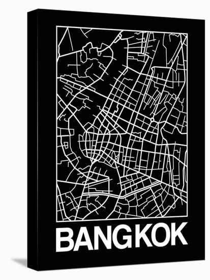 Black Map of Bangkok-NaxArt-Stretched Canvas