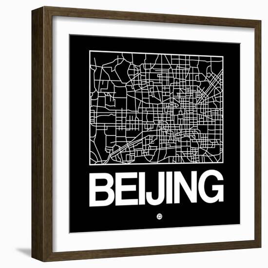 Black Map of Beijing-NaxArt-Framed Art Print